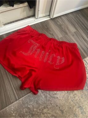 Juicy Couture Red Satin Rhinestone 'Juicy' Lounge Shorts